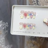 Nai Zi's pure handcrafted phototherapy wearable nail, Spring Macaron hand-painted blush, reusable nail patches details Picture